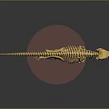 Detailed Standing Yellow Tyrannosaurus Dinosaur Skeleton Exhibition Model On Red Base