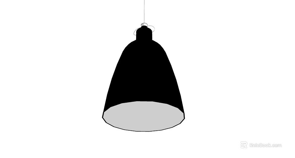Minimalist Modern Black Conical Pendant Light With White Bottom For Home Interior Decor 3d model 