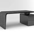 Modern Black Desk With Textured Surface And Sleek Drawer Cabinet Design