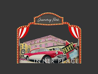 Cranberry Park Party Scene With Red Vintage Car Pink Building And Inner Peace 3d model