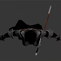 Game And Movie Character In Black Armor With Long Coat Red Boots And Metallic Details