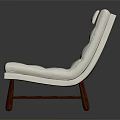Comfortable White Upholstered Single Sofa With Wooden Legs And Rolled Back Design 3d model