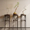 New Chinese Style Flower Table Green Plant Potted Flower Table Flower Rack End View Cabinet End View Table 3d model