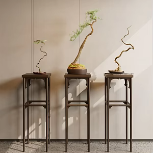 New Chinese Style Flower Table Green Plant Potted Flower Table Flower Rack End View Cabinet End View Table 3d model