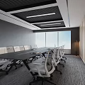 Modern Conference Room Interior With Long Table White Chairs And Large Windows