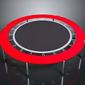 Red Round Trampoline With Black Jumping Mat And Silver Metal Frame 3d model