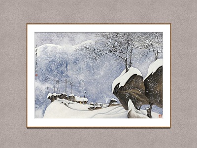 New Chinese Landscape Painting Cao Jian New Snow Scene model