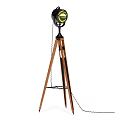 Floor Lamp With Tripod Wooden Legs Black Head And Green Shade Design