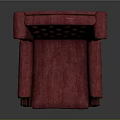 Red Tufted Wingback Accent Chair with Nailhead Trim and Wooden Legs Classic Design
