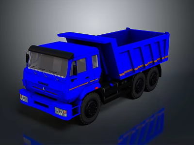 Blue Heavy Duty Dump Truck with Open Cargo Bed for Construction Transport 3d model