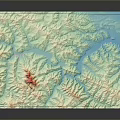 3D Terrain Model Showcasing Mountain Landscape With River And Natural Scenery