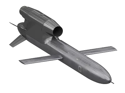 Gray Military Weapon Featuring Aerodynamic Design Wing Structure And Propulsion System 3d model