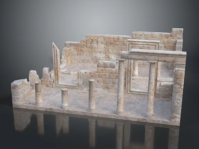 Ancient Stone Ruins Model With Columns Arches And Detailed Architectural Structure 3d model