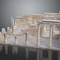 Ancient Stone Ruins Model With Columns Arches And Detailed Architectural Structure