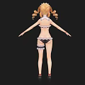 Anime Woman with Twin Tails in Maid Outfit Red White Clothing Black Stockings Red Shoes