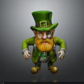 Leprechaun Character With Green Hat Gold Buckle Orange Beard And Gold Shoes