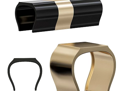 Modern Metal Coffee Table With Sleek Black And Gold Curved Design Elements 3d model