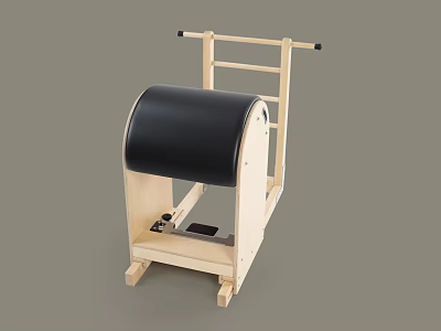 Wooden Frame Core Training Fitness Equipment With Black Roller Handle And Pedal Design 3d model