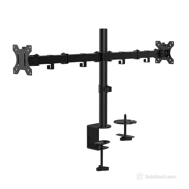Ergonomic Dual Monitor Desk Mount Stand With Adjustable Arms And Stable Base 3d model 