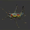 Colorful Artistic Grasshopper With Vibrant Blue Yellow Red Patterns Creative Decorative Insect Sculpture Design