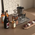 Drinks Wine Ornaments Combination Ice Bucket Beverage Food Wine Bottle 3d model