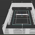 Outdoor Tennis Court Fitness Training Facility With Green Surface Seating Fencing And Lighting 3d model