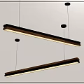 Modern Slim Linear Wooden Black Hanging Pendant Light LED Fixture Design