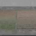 Two Square Rugs With Gradient Green Brown And Gray Brown Fringed Edges