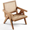 Natural Wooden Frame Leisure Chair With Woven Seat And Backrest Design