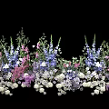 Floral Art Installation with Purple Pink White Flowers and Green Foliage for Decorative Display Design