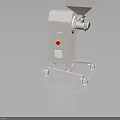 Beige Industrial Machine with Square Feeding Hopper Red Yellow Buttons and Wheels