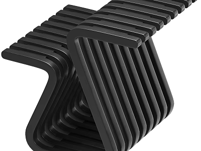Black Modern Side Table With Striped Linear Design For Stylish Contemporary Living Room 3d model
