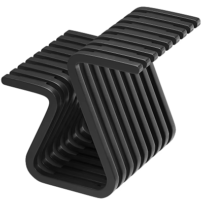 Black Modern Side Table With Striped Linear Design For Stylish Contemporary Living Room 3d model