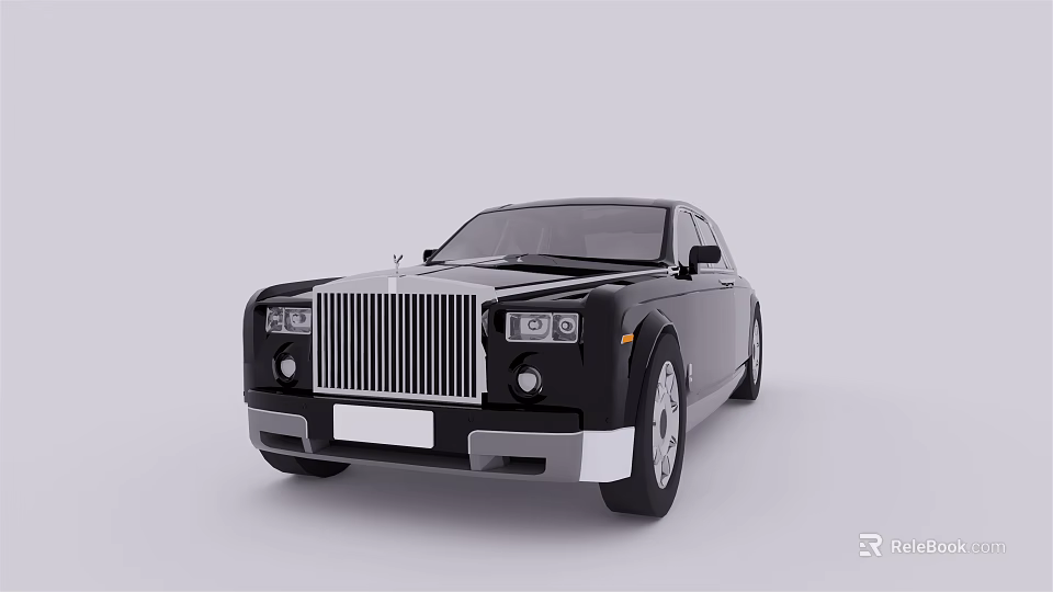Black Luxury Car With Chrome Front Grille And Sleek Exterior Design 3d model 