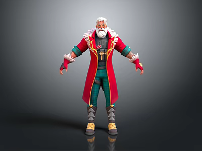 Fantasy Character Design With White Beard Red Robe Green Pants And Golden Accents 3d model