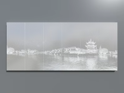 Scenic Traditional Pagoda View By Lake With Water Reflections And Buildings 3d model