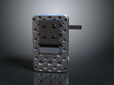 Silver Metal Computer Hardware Component With Precision Perforated Cooling Structure 3d model