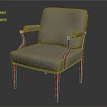 Modern Stylish Chair With Gray Fabric Seat And Red Armrests Legs