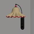 Vintage Style Wall Lamp With Beige Bell Shade And Red Trim Details