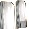 Modern Gold Framed Mirror In Bright Interior With Sheer Curtains And Natural Light