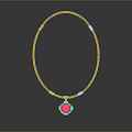 Elegant Necklace with Black Chain White Beads and Central Yellow Pendant