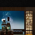 Modern Home Theater Room Interior With Comfortable Sofa Projection Screen And Ambient Lighting Design