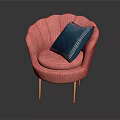 Pink Velvet Accent Armchair With Blue Cushion And Gold Metal Legs