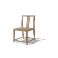 Simple Modern Dining Chair With Wooden Frame Beige Seat And Curved Backrest