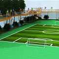 Outdoor Sports Field Layout With Football Pitch Green Zones Trees And Colorful Sections