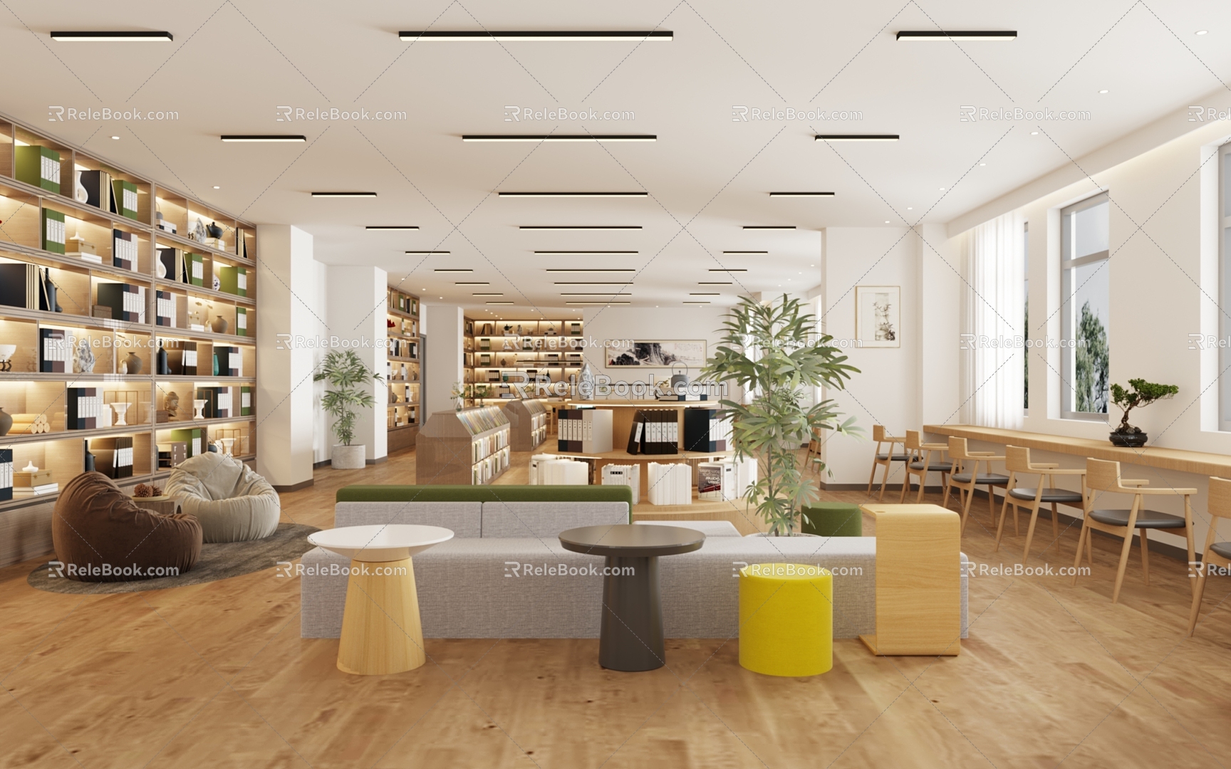 Modern Reading Room Library Library Reading Room 3d model