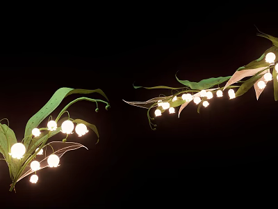 Fresh Lily of the Valley Flowers In Elegant Vase With Green Leaves And Soft Lighting 3d model