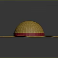 Elegant Yellow Woven Straw Hat With Red Ribbon And Wide Brim Design