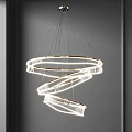 Modern Spiral Metal Frame Chandelier With Layered Circular Glowing Frames For Home Interior