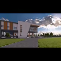 Modern School Complex With Sports Field Swimming Pool Parking And Landscaping